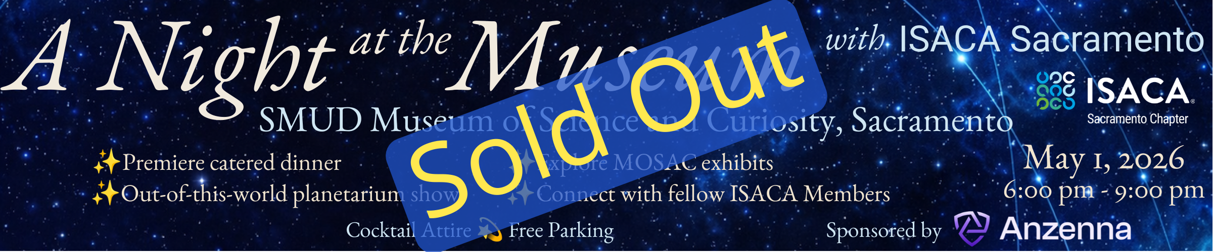 Member appreciation event - A Night at the Museum, SMUD Museum of Science and Curiosity, May 1, 6pm-9pm